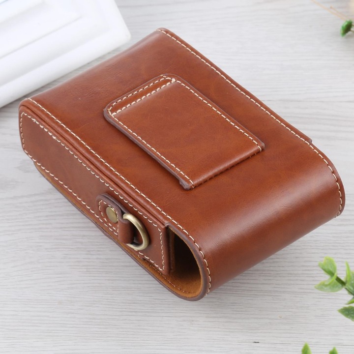 Vertical Flip Full Body Camera PU Leather Case Bag with Strap for Ricoh GR III / GRII, Sony ZV-1 / DSC-RX100M7 / RX100M6 / RX100