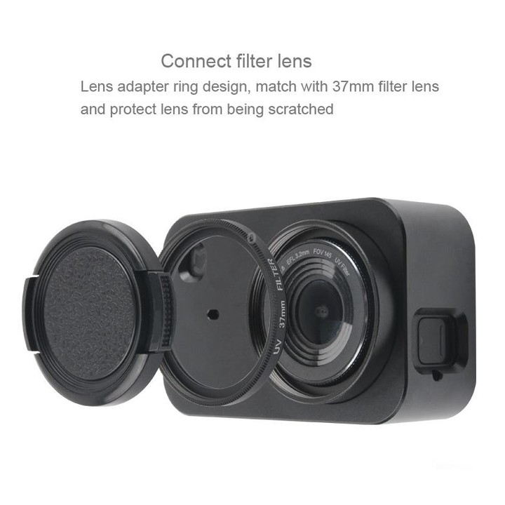 Housing Shell Aluminum Alloy Protective Cage with 37mm Filter Lens & Lens Cap & Screw for Xiaomi Mijia Small Camera (Black)