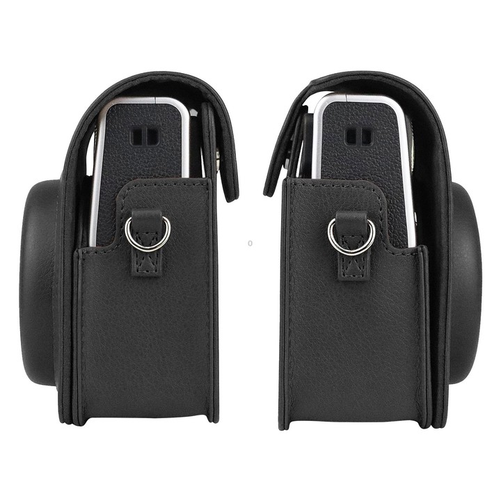 Full Body Camera Retro PU Leather Case Bag with Strap for FUJIFILM instax mini 40 (Black)
