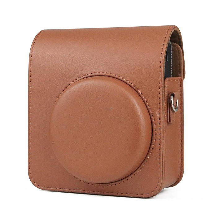 Full Body Camera Retro PU Leather Case Bag with Strap for FUJIFILM instax mini 40 (Brown)