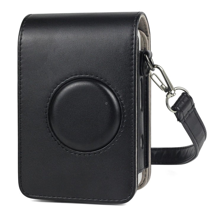 Full Body Camera Retro PU Leather Case Bag with Strap for FUJIFILM instax mini Liplay (Black)