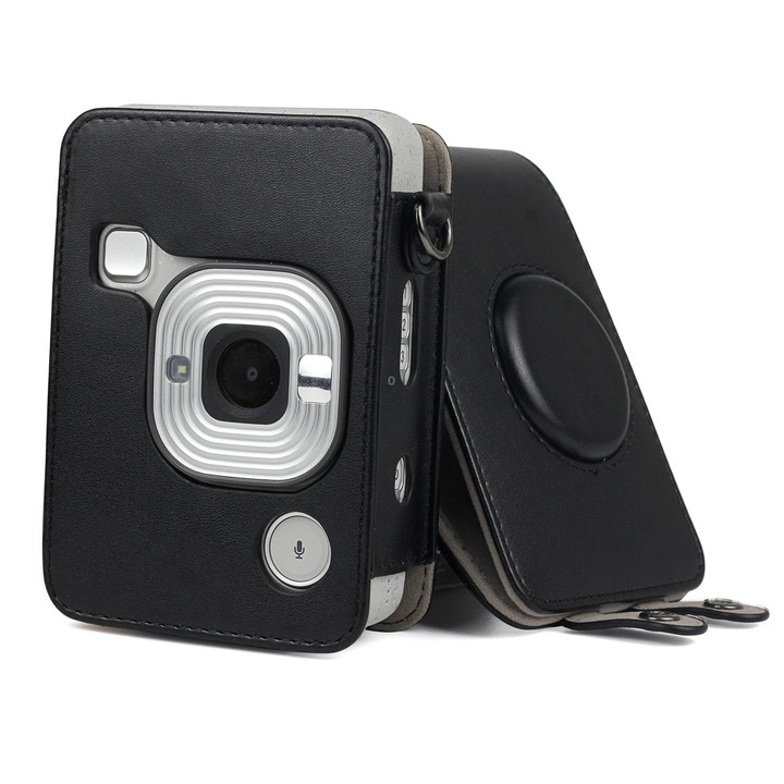 Full Body Camera Retro PU Leather Case Bag with Strap for FUJIFILM instax mini Liplay (Black)