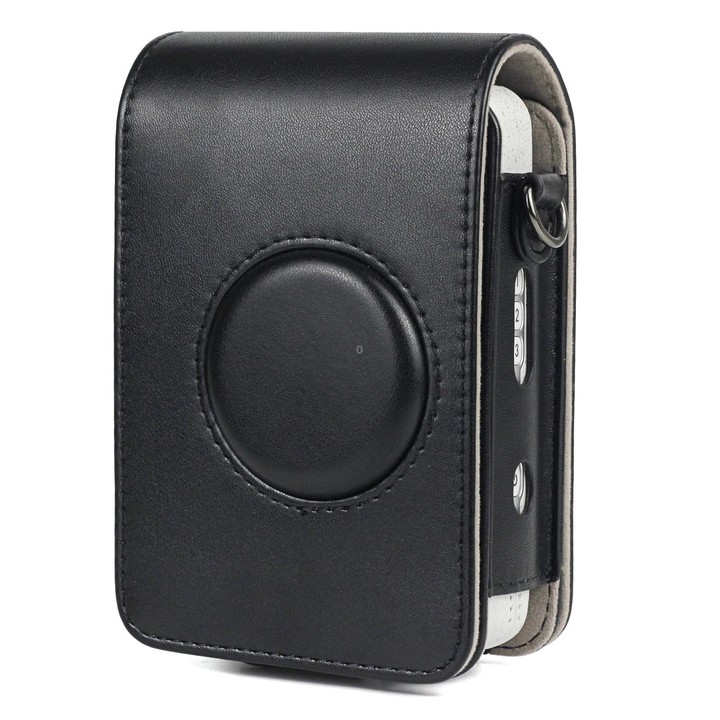 Full Body Camera Retro PU Leather Case Bag with Strap for FUJIFILM instax mini Liplay (Black)