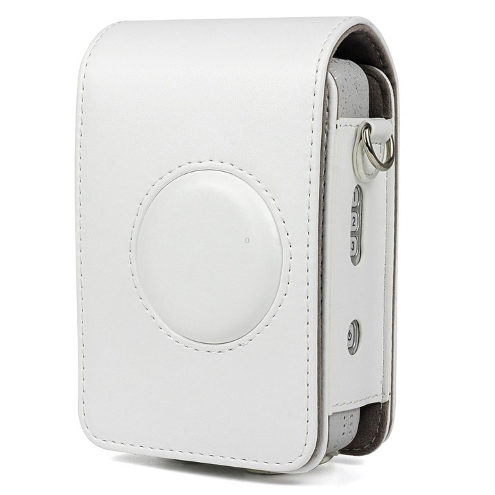 Full Body Camera Retro PU Leather Case Bag with Strap for FUJIFILM instax mini Liplay (White)