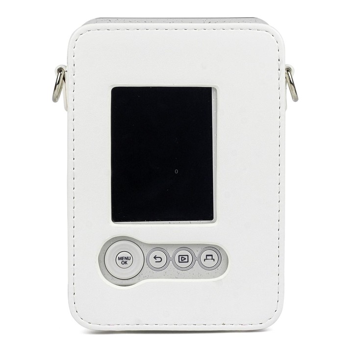 Full Body Camera Retro PU Leather Case Bag with Strap for FUJIFILM instax mini Liplay (White)