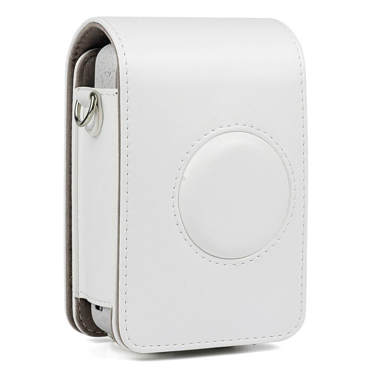 Full Body Camera Retro PU Leather Case Bag with Strap for FUJIFILM instax mini Liplay (White)