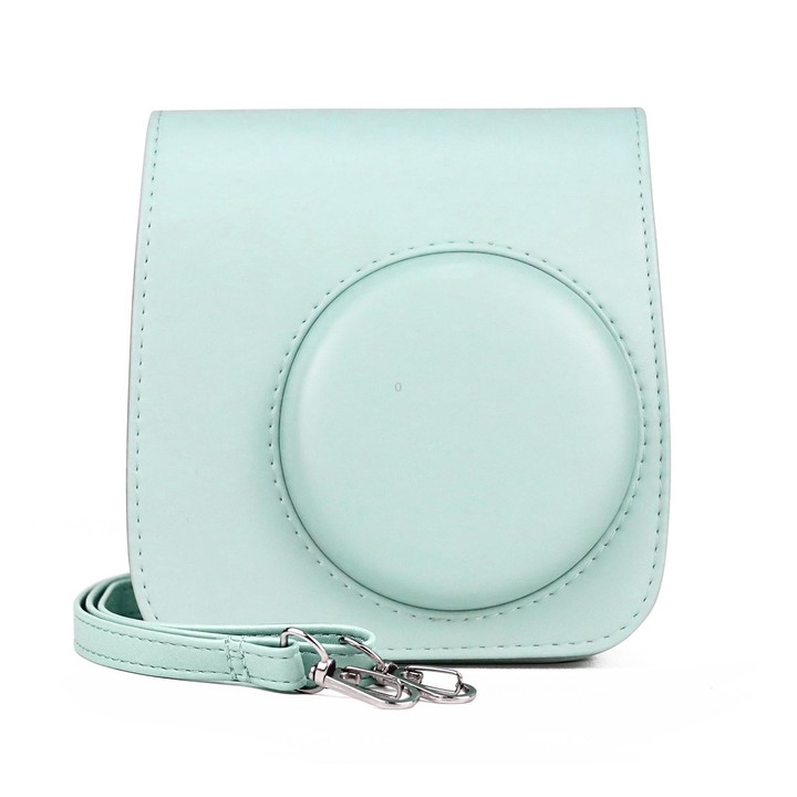 Retro Full Body PU Leather Case Camera Bag with Strap for FUJIFILM instax mini 7+ (Baby Blue)