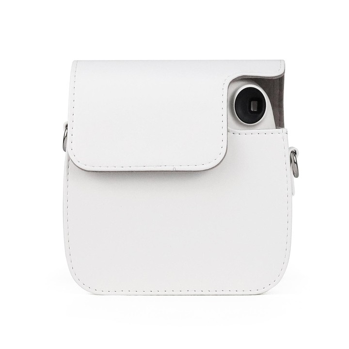 Retro Full Body PU Leather Case Camera Bag with Strap for FUJIFILM instax mini 7+ (White)