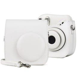 Retro Full Body PU Leather Case Camera Bag with Strap for FUJIFILM instax mini 7+ (White)