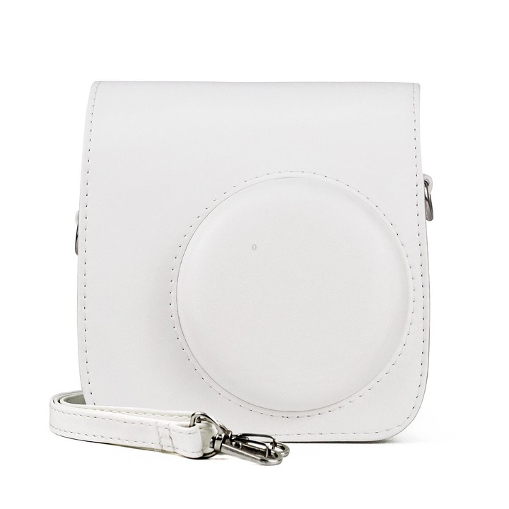 Retro Full Body PU Leather Case Camera Bag with Strap for FUJIFILM instax mini 7+ (White)