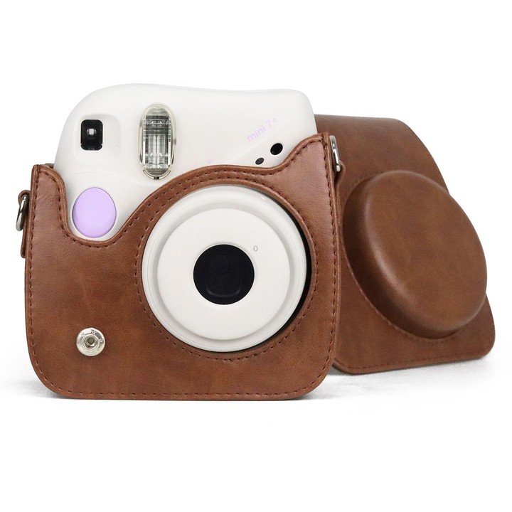 Retro Full Body PU Leather Case Camera Bag with Strap for FUJIFILM instax mini 7+ (Brown)