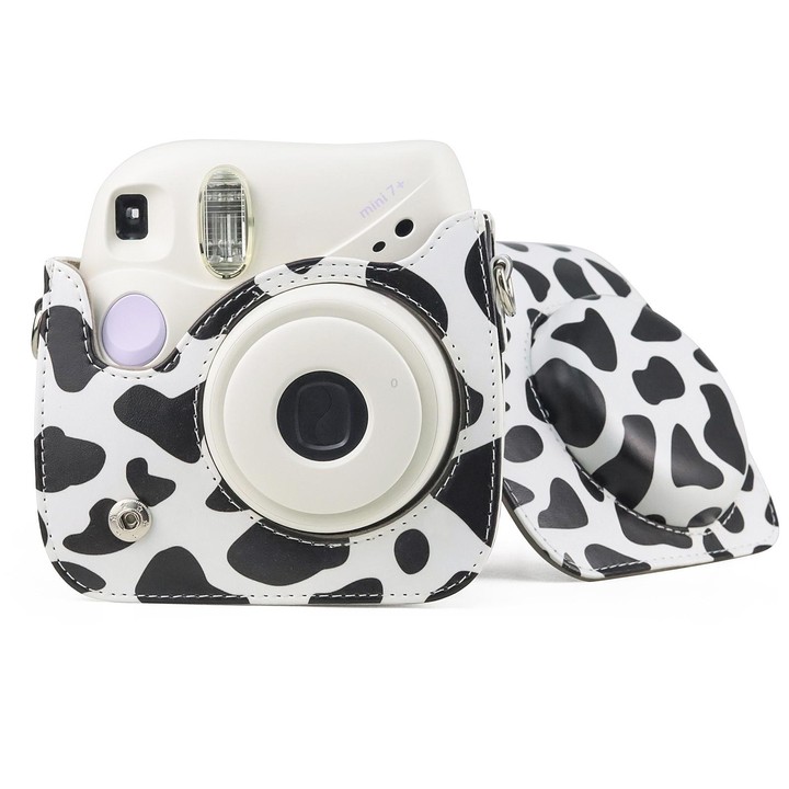 Milk Cow Full Body PU Leather Case Camera Bag with Strap for FUJIFILM instax mini 7+