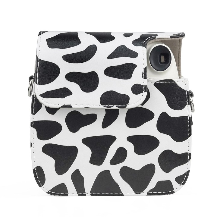 Milk Cow Full Body PU Leather Case Camera Bag with Strap for FUJIFILM instax mini 7+