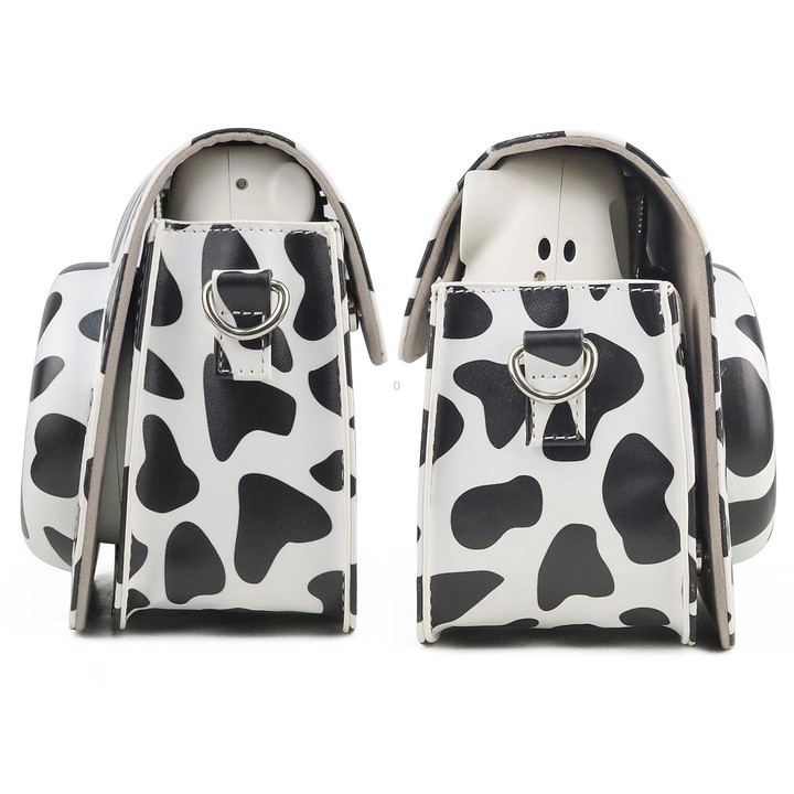 Milk Cow Full Body PU Leather Case Camera Bag with Strap for FUJIFILM instax mini 7+