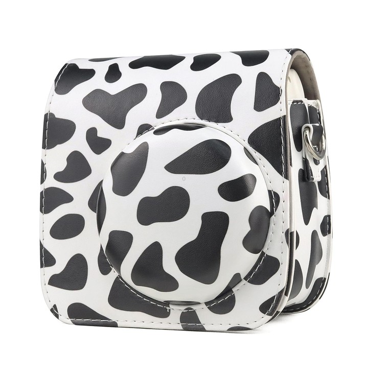 Milk Cow Full Body PU Leather Case Camera Bag with Strap for FUJIFILM instax mini 7+