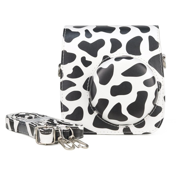 Milk Cow Full Body PU Leather Case Camera Bag with Strap for FUJIFILM instax mini 7+