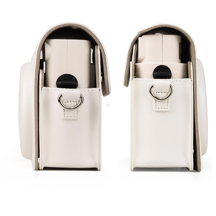 Full Body PU Leather Case Camera Bag with Strap for FUJIFILM instax Square SQ1 (White)