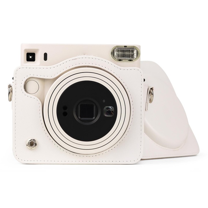 Full Body PU Leather Case Camera Bag with Strap for FUJIFILM instax Square SQ1 (White)