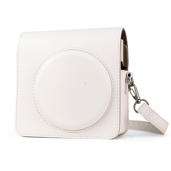 Full Body PU Leather Case Camera Bag with Strap for FUJIFILM instax Square SQ1 (White)