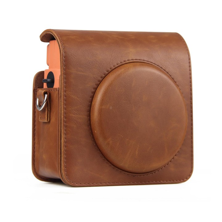 Full Body PU Leather Case Camera Bag with Strap for FUJIFILM instax Square SQ1 (Brown)
