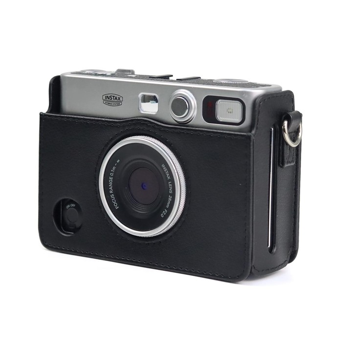 Retro Full Body Camera PU Leather Case Bag with Strap for FUJIFILM instax mini Evo(Black)