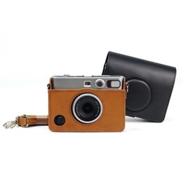 Retro Full Body Camera PU Leather Case Bag with Strap for FUJIFILM instax mini Evo(Black)
