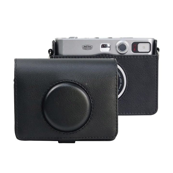 Retro Full Body Camera PU Leather Case Bag with Strap for FUJIFILM instax mini Evo(Black)