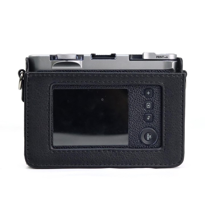 Retro Full Body Camera PU Leather Case Bag with Strap for FUJIFILM instax mini Evo(Black)