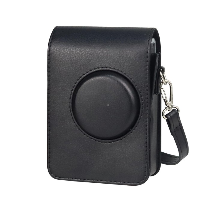 Vertical Full Body Camera PU Leather Case Bag with Strap for FUJIFILM instax mini Evo (Black)