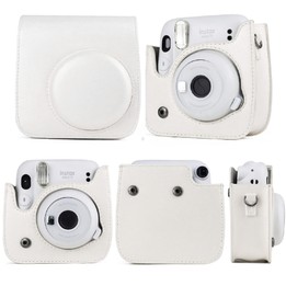 Solid Color Full Body Camera Leather Case Bag with Strap for FUJIFILM Instax mini 11 (Blue)