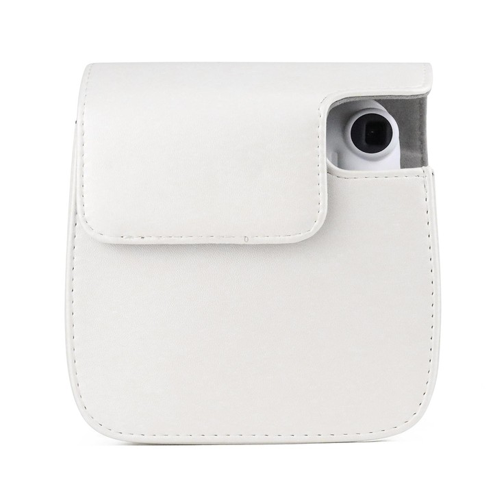 Solid Color Full Body Camera Leather Case Bag with Strap for FUJIFILM Instax mini 11 (White)