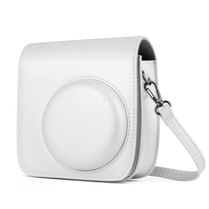Solid Color Full Body Camera Leather Case Bag with Strap for FUJIFILM Instax mini 11 (White)
