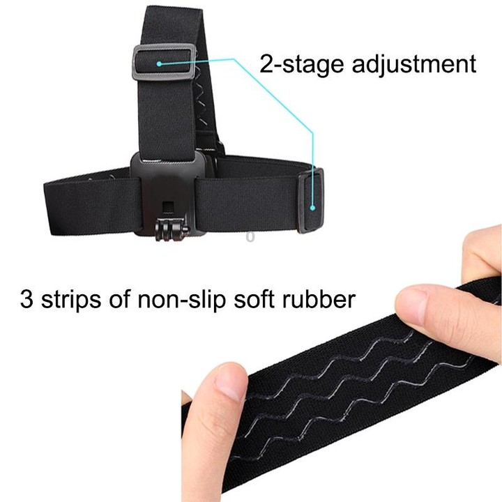 Elastic Mount Belt Adjustable Head Strap with Phone Clamp & Screw & S-type Adapter for GoPro HERO10 Black / HERO9 Black /8 /7 /6