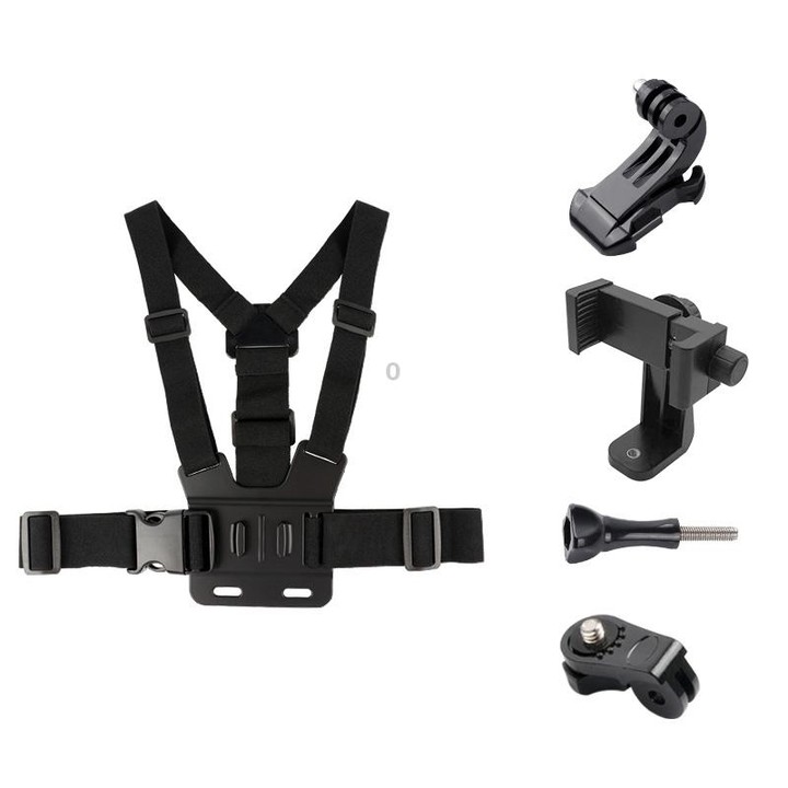 Adjustable Body Mount Belt Chest Strap with Phone Clamp & S-type Adapter & J Hook Mount & Long Screw for GoPro, Insta360, DJI an