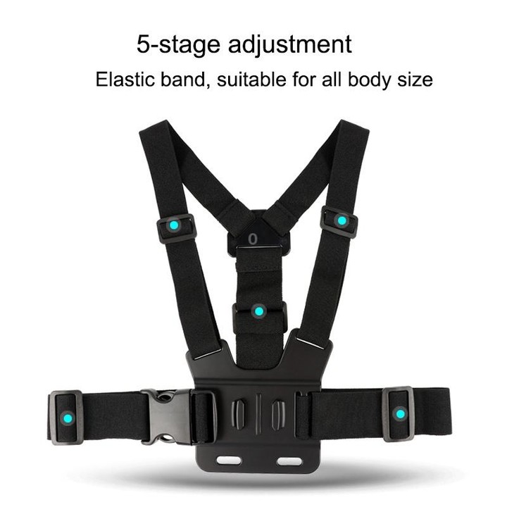 Adjustable Body Mount Belt Chest Strap with Phone Clamp & S-type Adapter & J Hook Mount & Long Screw for GoPro, Insta360, DJI an