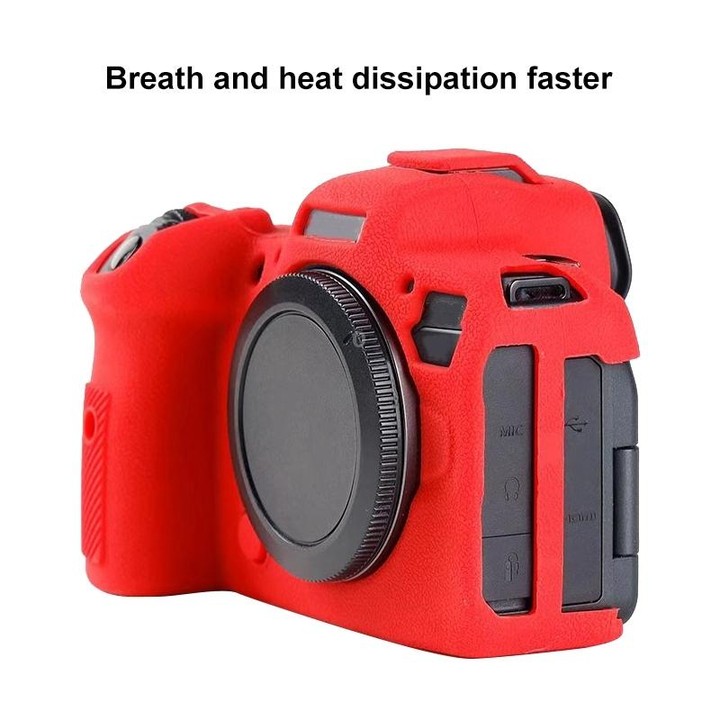 For Canon EOS R6 Litchi Texure Soft Silicone Case(Red)