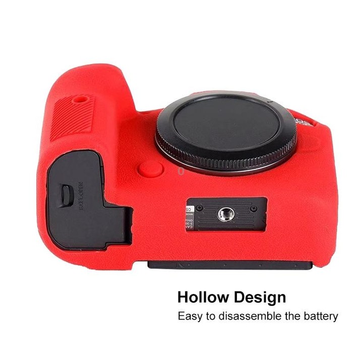 For Canon EOS R6 Litchi Texure Soft Silicone Case(Red)