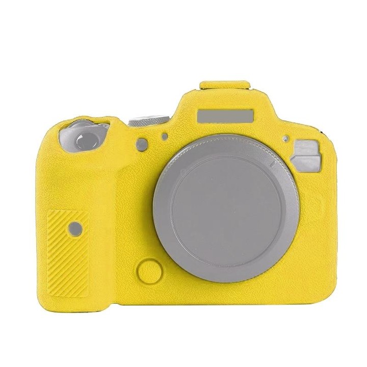 For Canon EOS R6 Litchi Texure Soft Silicone Case(Yellow)