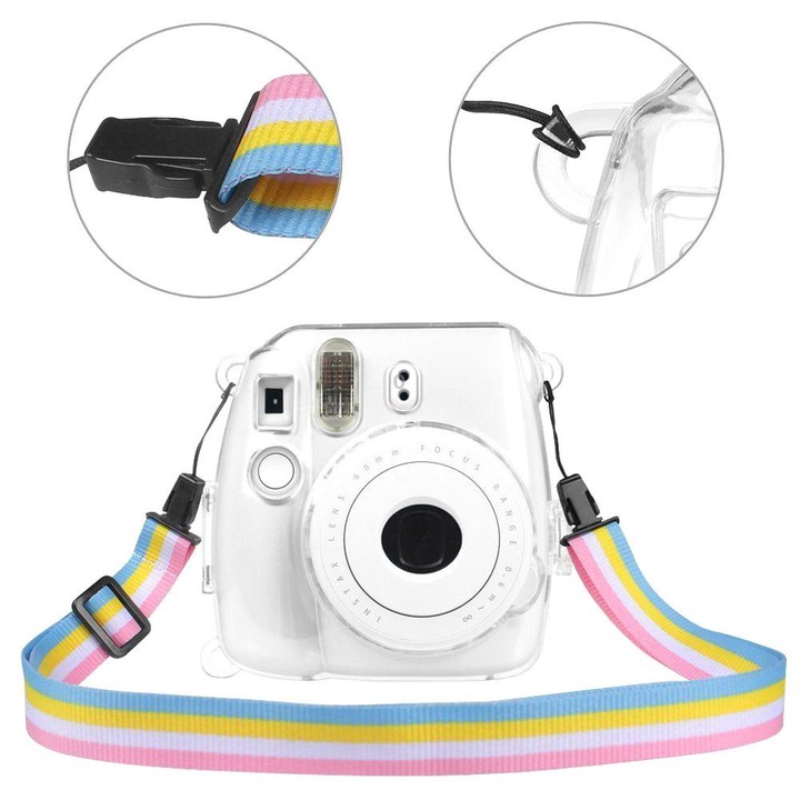 Protective Crystal Shell Case with Strap for FUJIFILM instax mini 9 / mini 8+ / mini 8(Transparent)