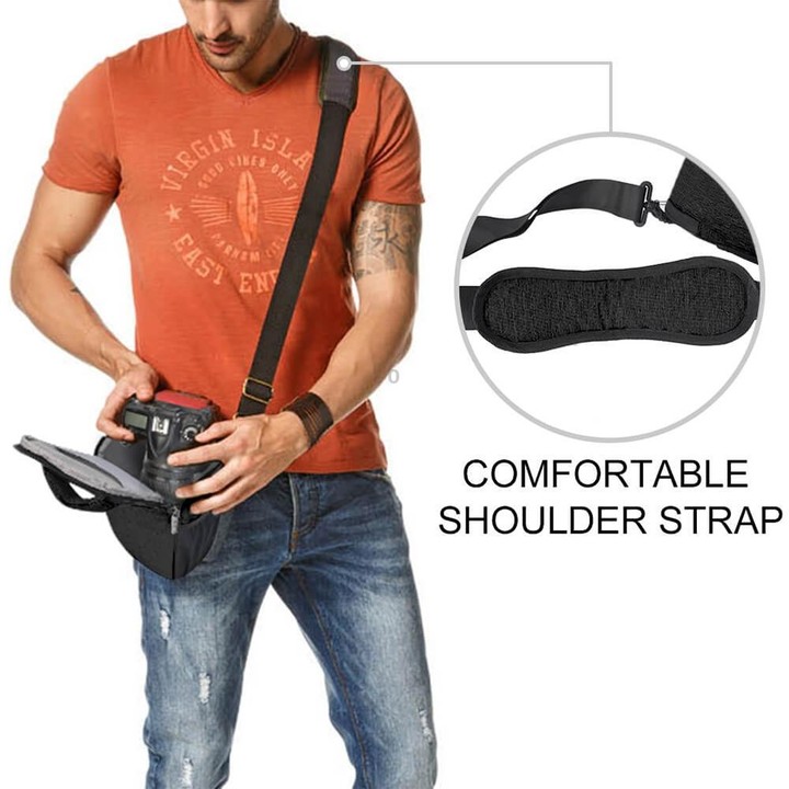 CADEN D11 Waterproof Crossbody Shoulder SLR Camera Bag, Size: 20.5 x 16 x 27cm (Black)