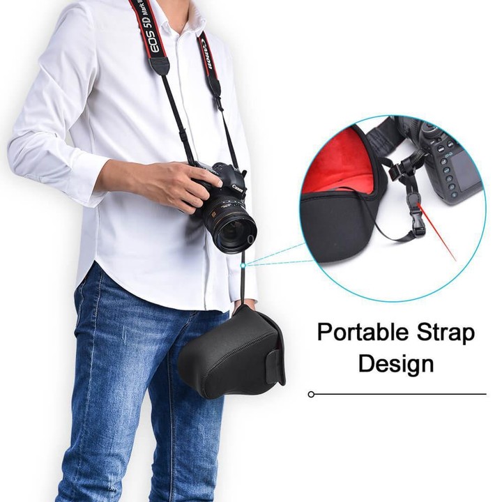 CADeN H6 Shockproof Waterproof Camera Liner Neoprene Bag Case, Size: 17 x 10.5 x 22cm (Black Red)