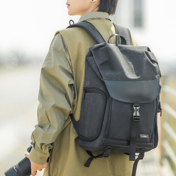 CADeN M8 Side Open Canvas Large Capacity Photography Backpack Shoulder Bag