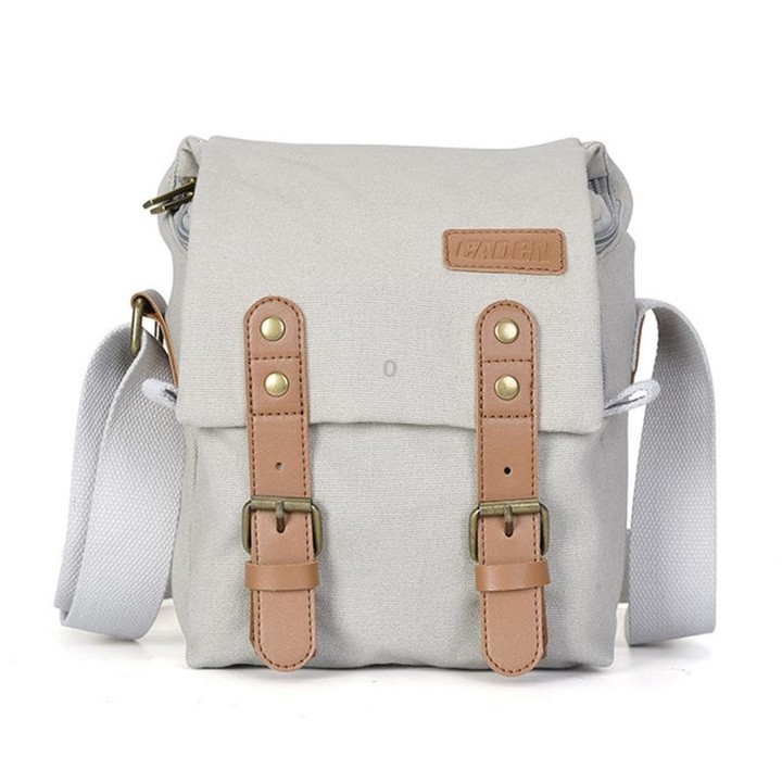 CADEN N1 Simple Retro Multifunctional Canvas Waterproof Digital Camera Photography Bag (Beige White)