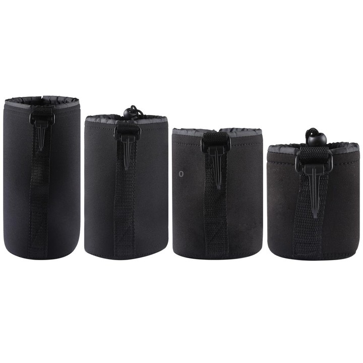 4 PCS Neoprene SLR Camera Lens Carrying Bag Pouch Bag with Carabiner, Size: 10x22cm, 10x14cm, 10x18cm, 8x10cm