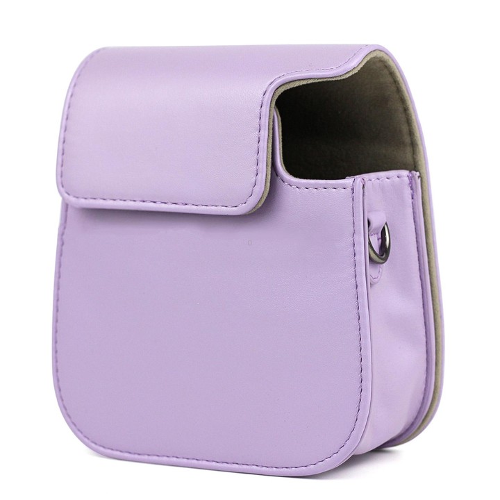 Leather Case Full Body Camera Bag with Shoulder Strap for FUJIFILM Instax mini 11 (Purple)
