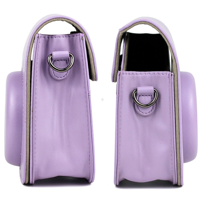 Leather Case Full Body Camera Bag with Shoulder Strap for FUJIFILM Instax mini 11 (Purple)