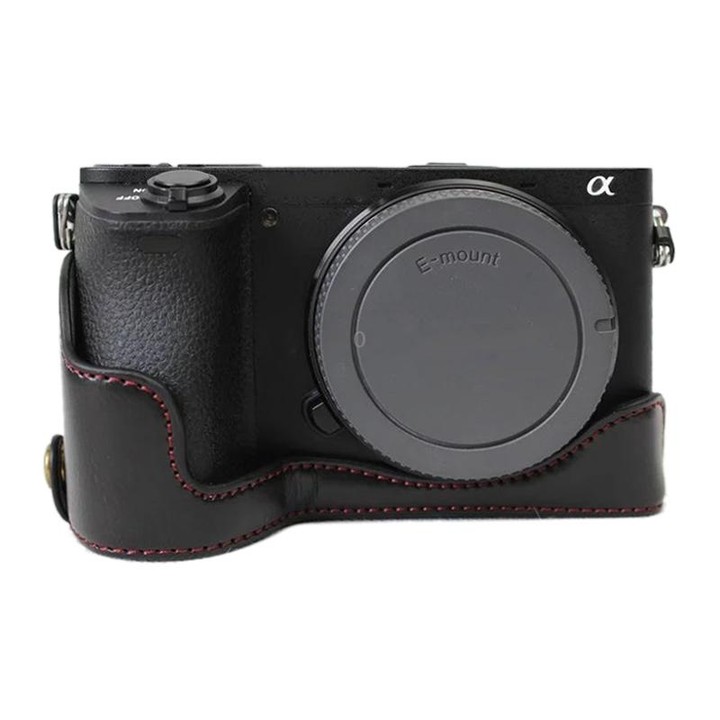 1/4 inch Thread PU Leather Camera Half Case Base for Sony ILCE-A6500 / A6500 (Black)