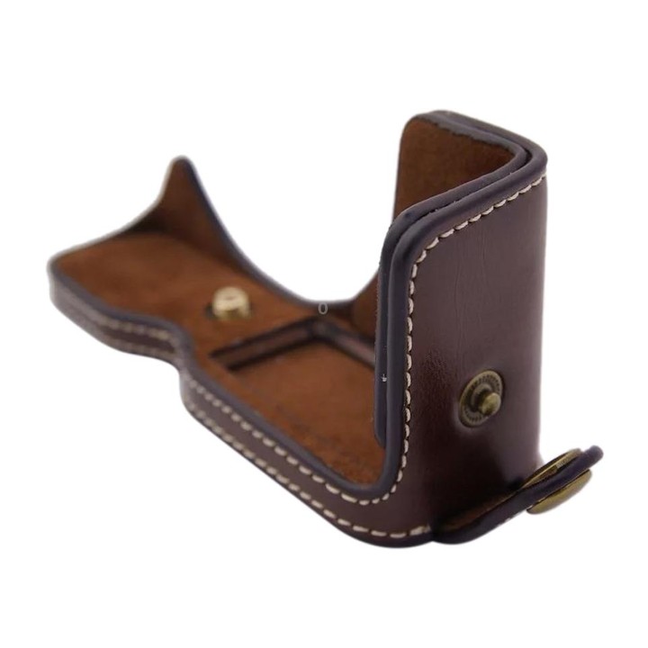 1/4 inch Thread PU Leather Camera Half Case Base for Canon EOS M100 (Brown)