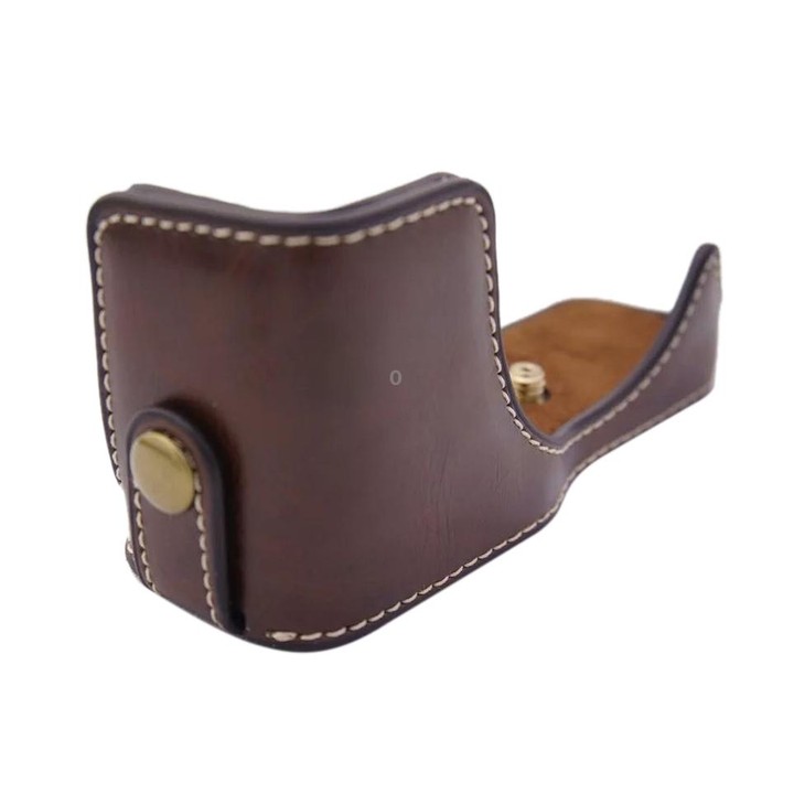 1/4 inch Thread PU Leather Camera Half Case Base for Canon EOS M100 (Brown)