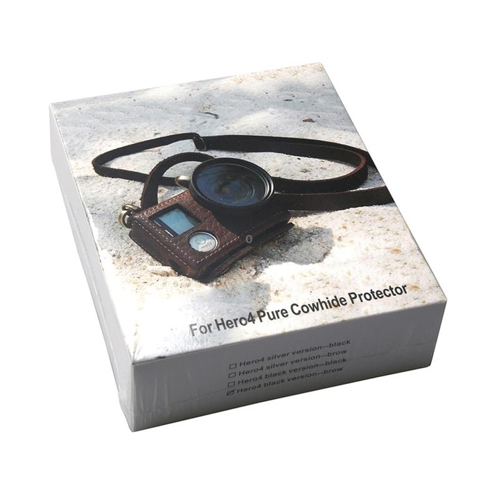 For GoPro HERO4 Litchi Texture Genuine Leather Protective Case with Sling(Brown)